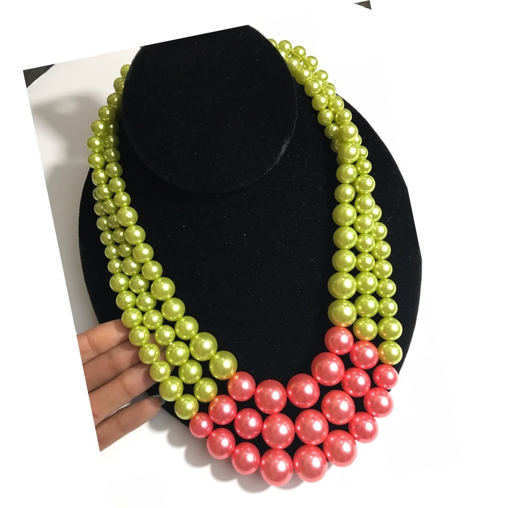 3/$30 3 Layer Pearls - Pink & Green - Picture 3 of 3